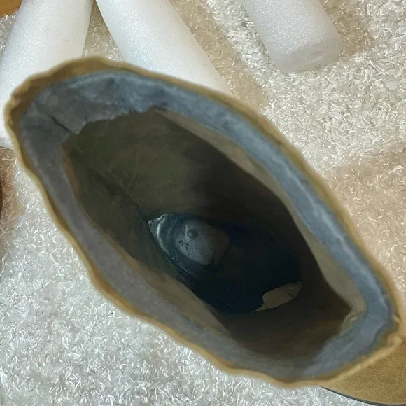 unlined Genuine Leather pull on high mid calf boots size: 7.5 brown - Picture 13 of 15